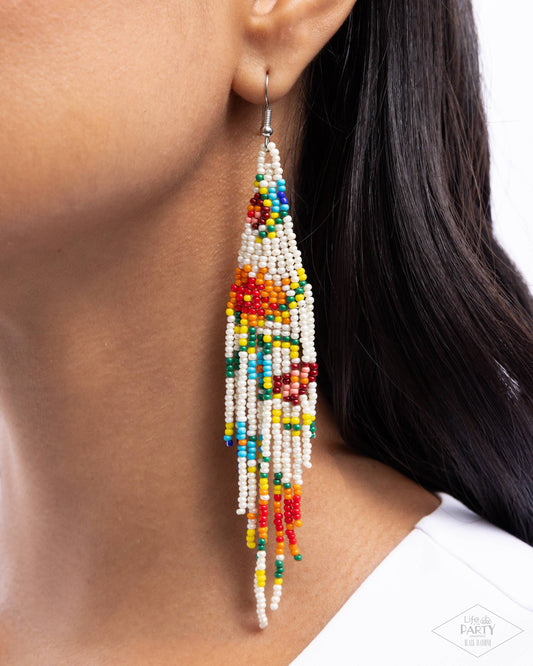 Paparazzi - Beaded Gardens - White Earrings #2481