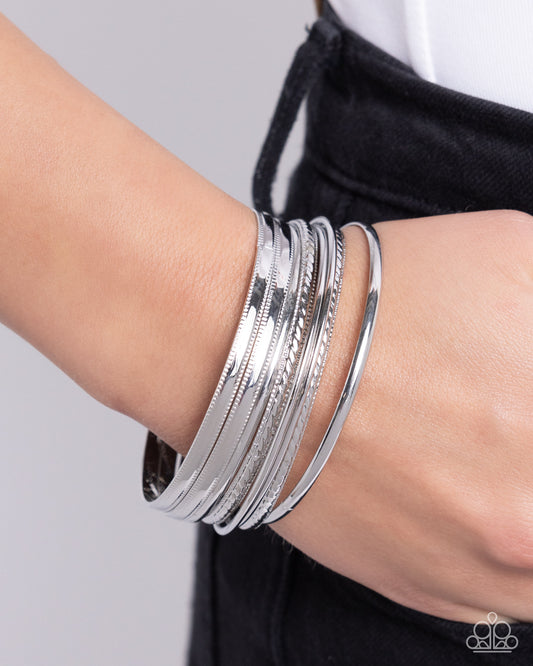 Paparazzi - Stackable Shimmer - Silver Bracelet #B246