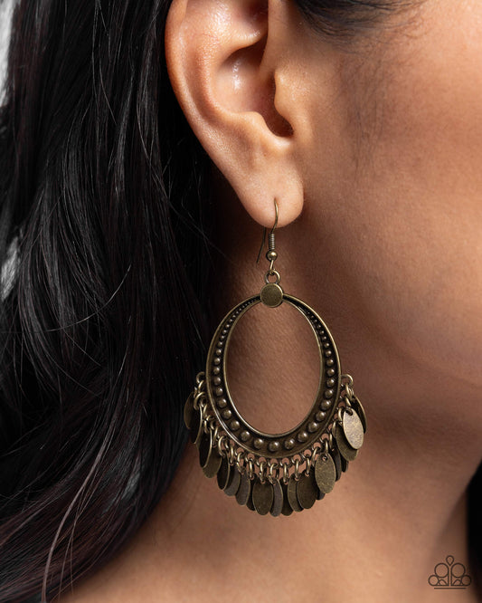 Paparazzi - Homestead Hustle - Brass Earrings #1938
