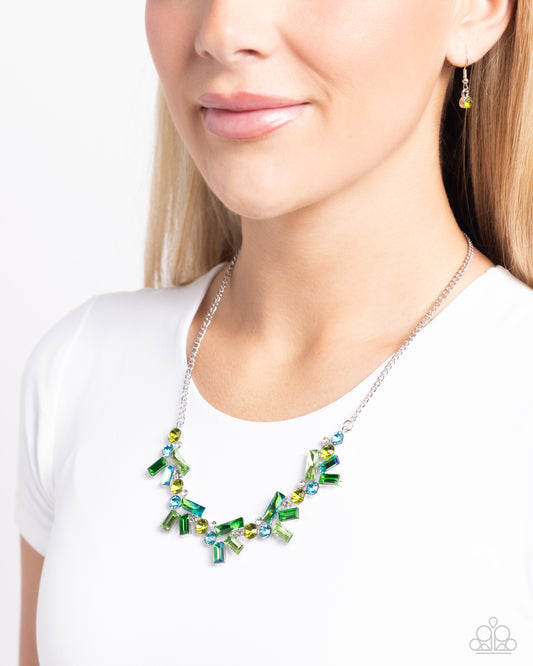 Paparazzi - Serene Statement - Green Necklaces #2347