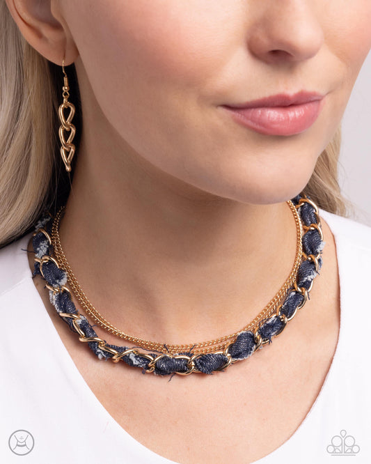 Paparazzi - Denim Danger - Gold Necklaces #2354