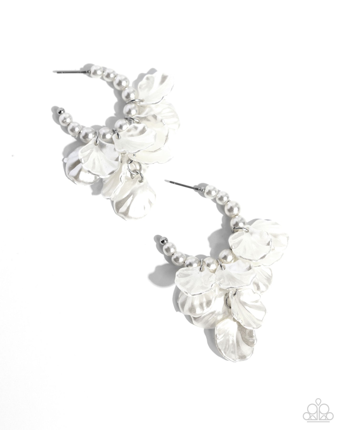 Paparazzi - Frilly Feature - White Earrings #2271