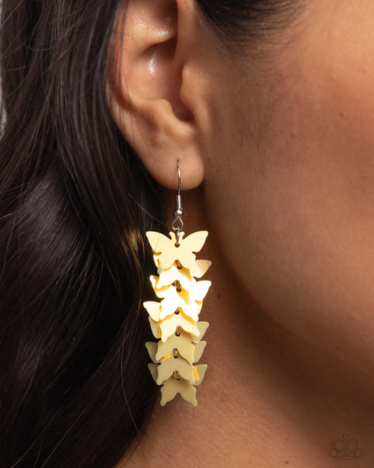 Paparazzi - Aerial Ambiance - Yellow Earrings #2268