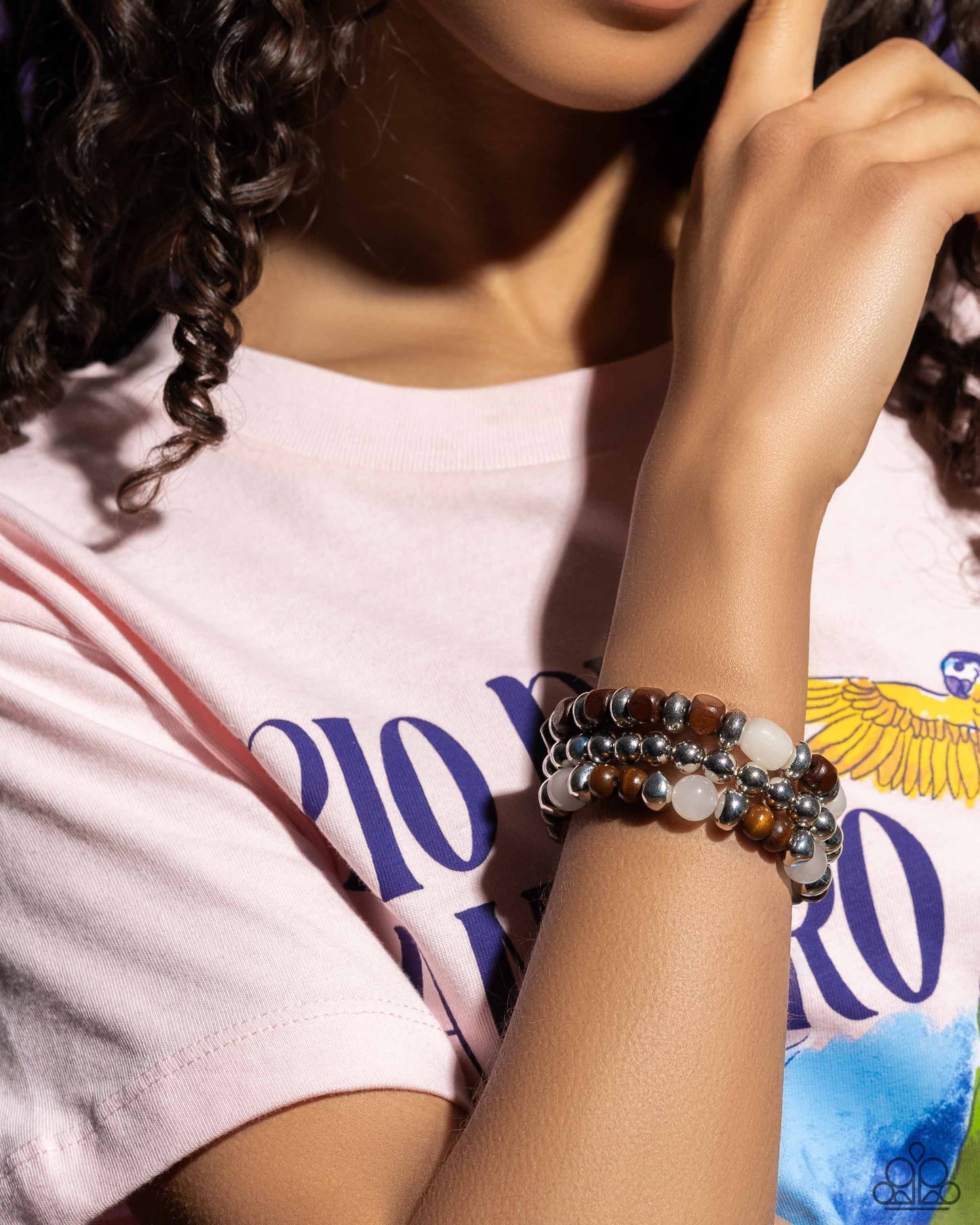 Paparazzi - DIVERSIFIED Wood - Silver Bracelets #1070