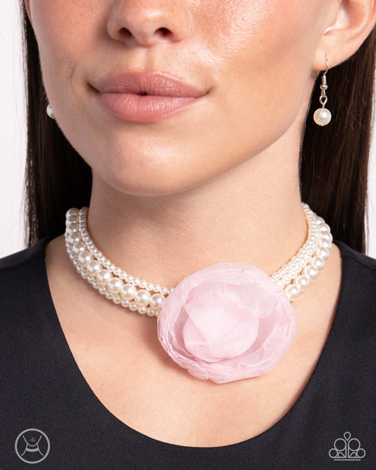 Paparazzi - Radiant Rosette - Pink Necklaces #2363