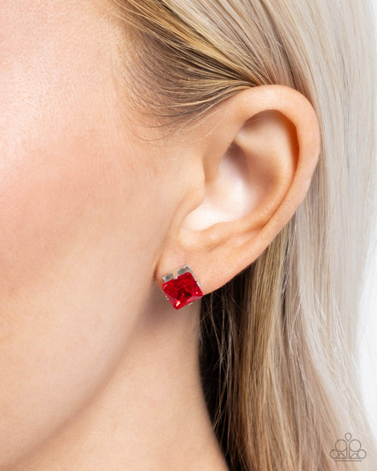 Paparazzi - Squared Soprano - Red Earrings #2444