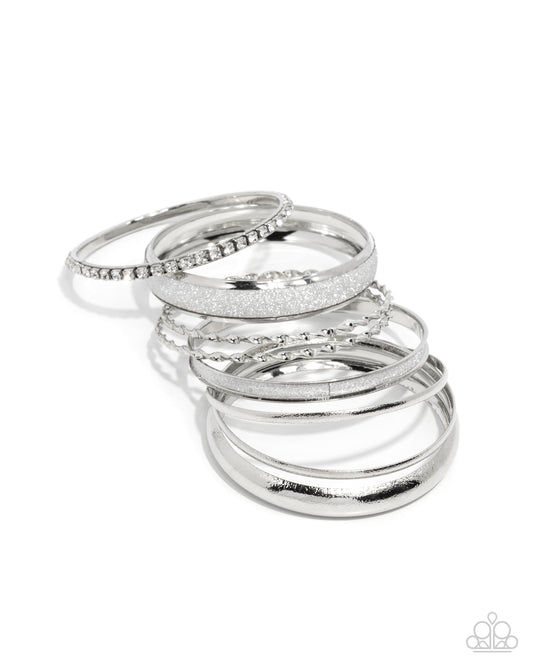 Paparazzi - Smoldering Stack - Silver Bracelets #B195