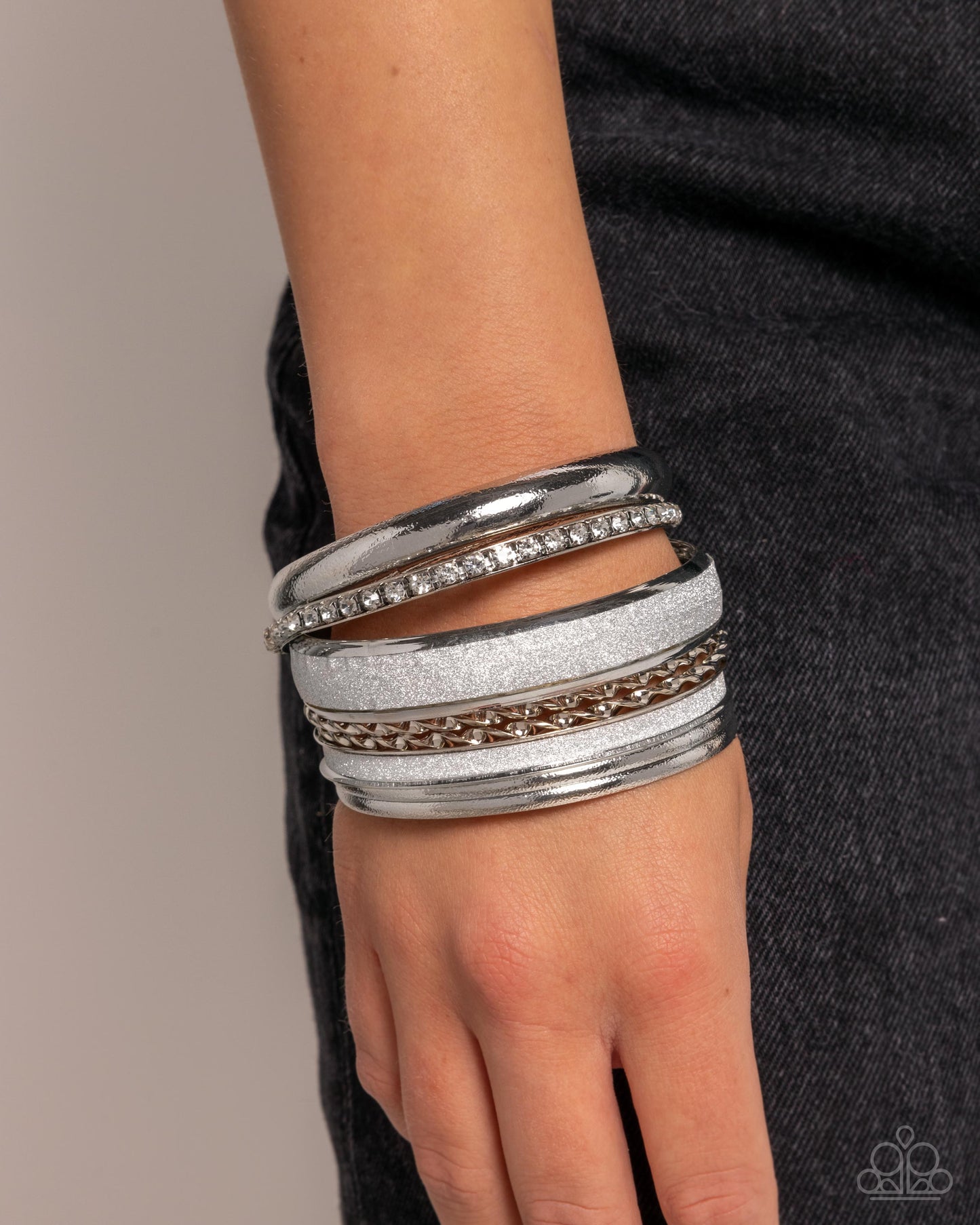 Paparazzi - Smoldering Stack - Silver Bracelets #B195