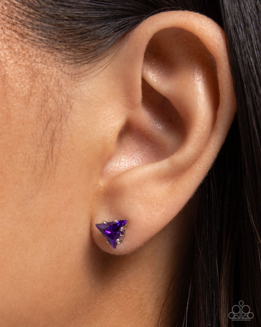 Paparazzi - Triangular Twinkle - Purple Earrings #2443