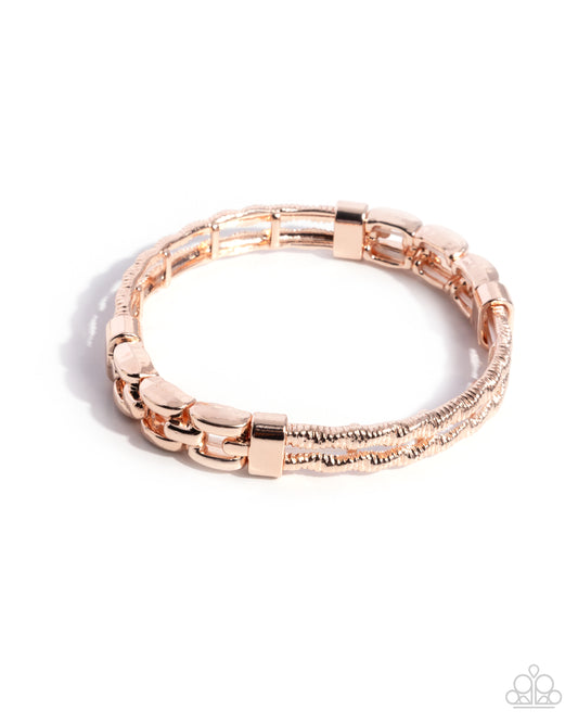 Paparazzi - Mismatched Movement - Rose Gold Bracelets #1158