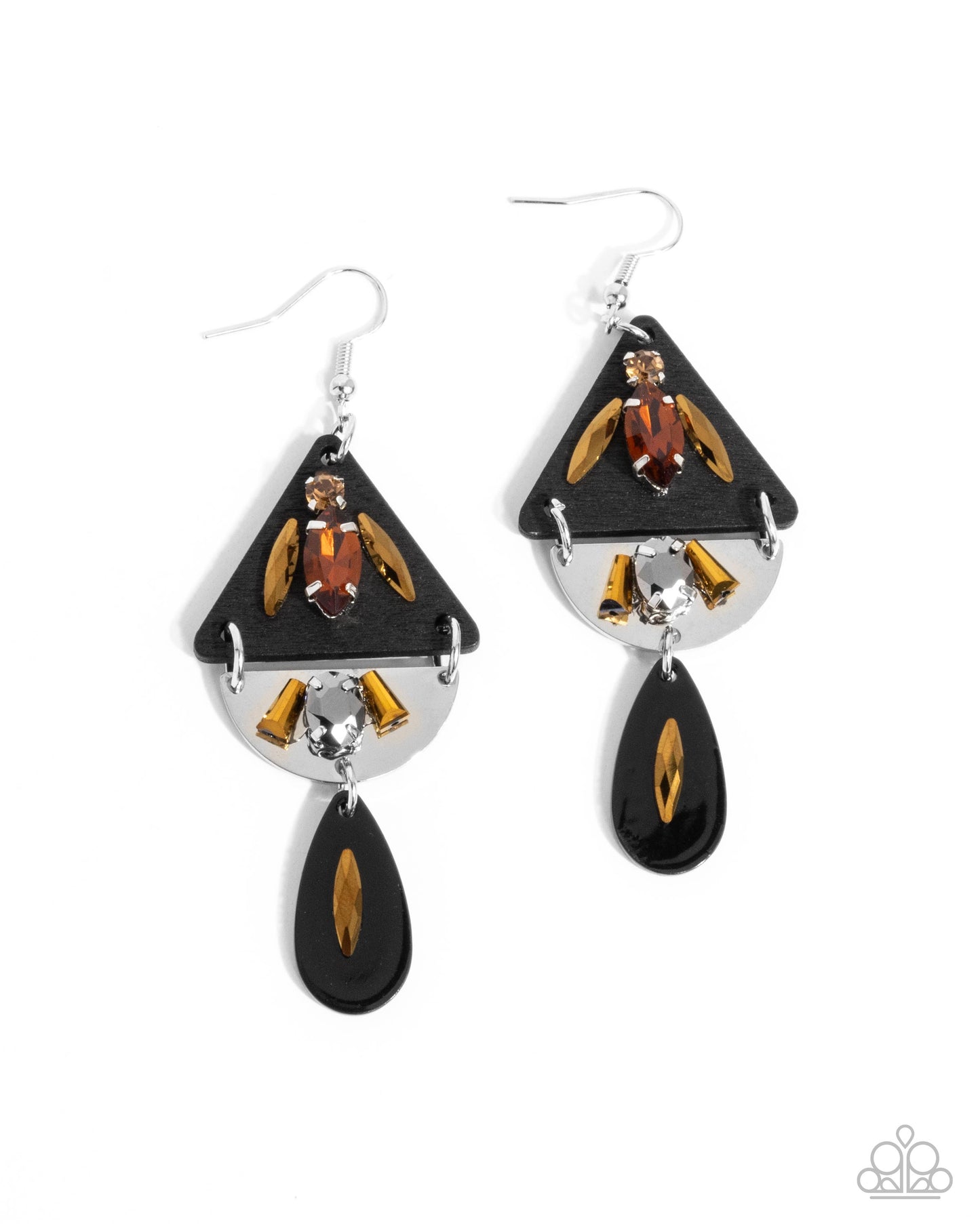 Paparazzi - Abstract Articulation - Black Earrings #2445