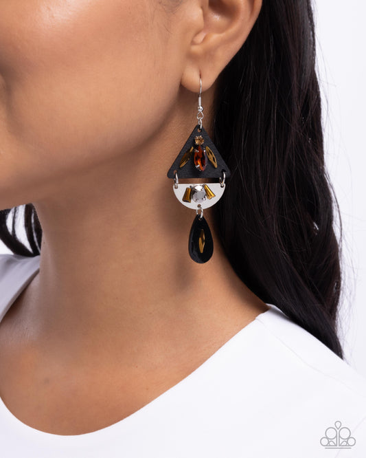 Paparazzi - Abstract Articulation - Black Earrings #2445