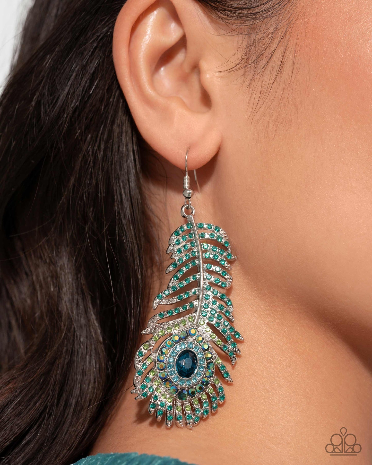 Paparazzi - Prized Peacock - Green Earrings