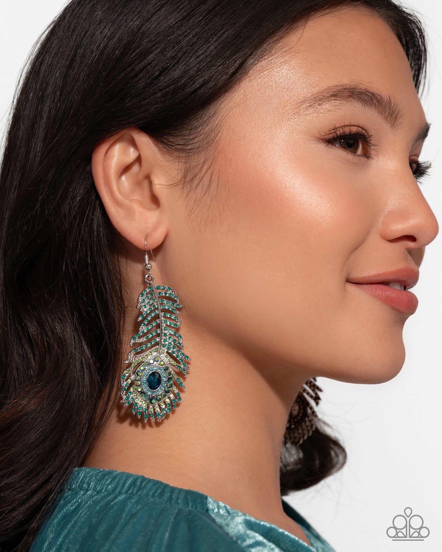 Paparazzi - Prized Peacock - Green Earrings #2484