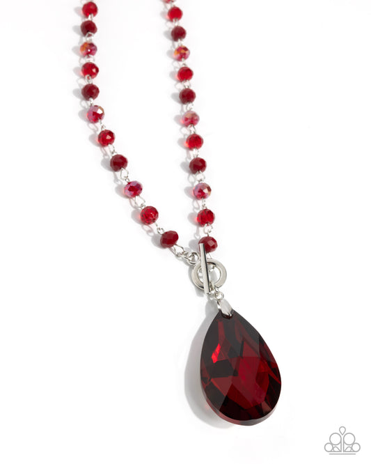 Paparazzi - Teardrop Tale - Red Necklace #0009