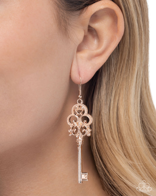 Paparazzi - Château Chic - Rose Gold Earrings #2475