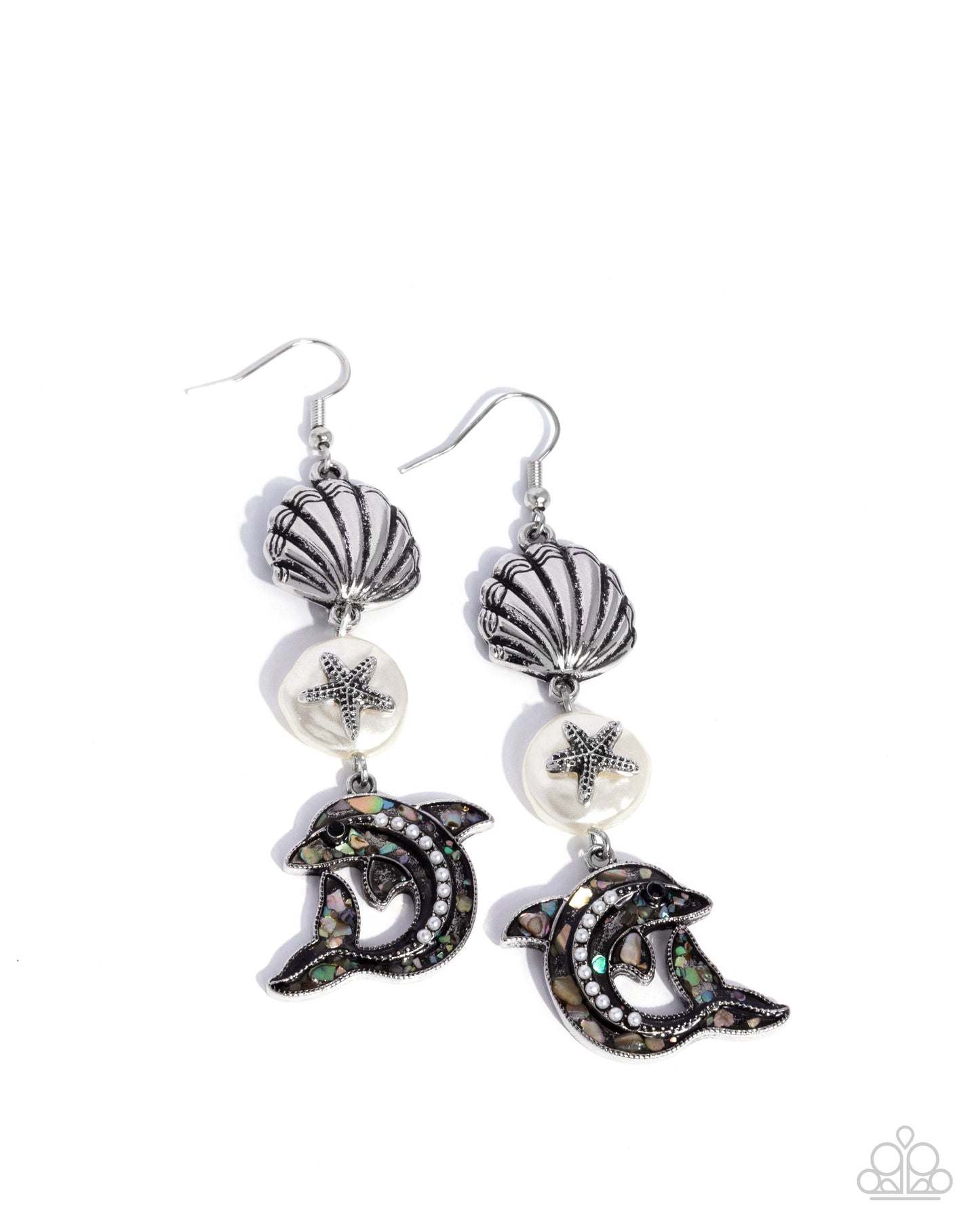 Paparazzi - Delightful Dolphin - White Earrings #0679
