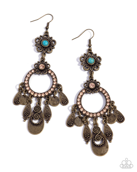 Paparazzi - Majestic Mosaic - Brass Earrings #2490