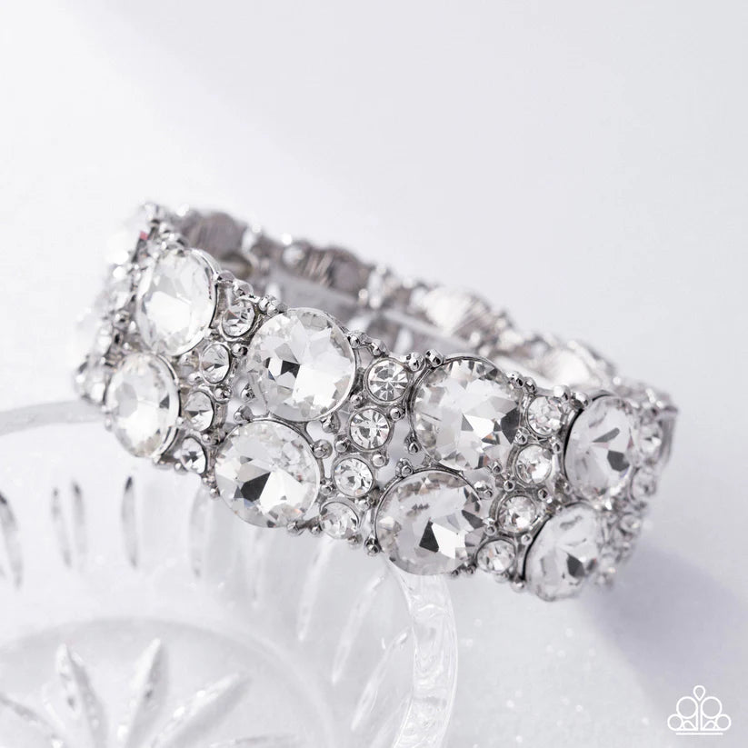 Paparazzi - Exact Elegance - White Bracelet #0557