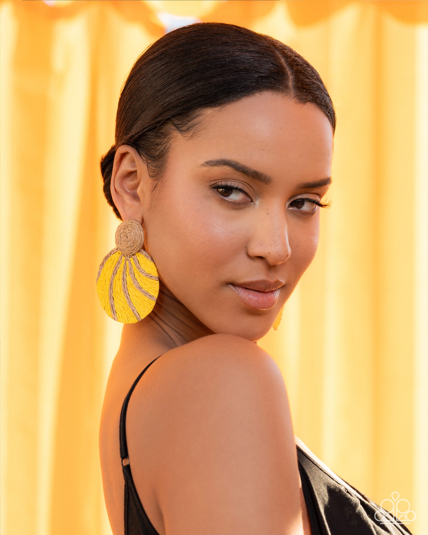 Paparazzi - Woven Waltz - Yellow Earrings #2470