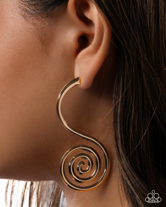 Paparazzi - Spiral Showcase - Gold Earrings #2011
