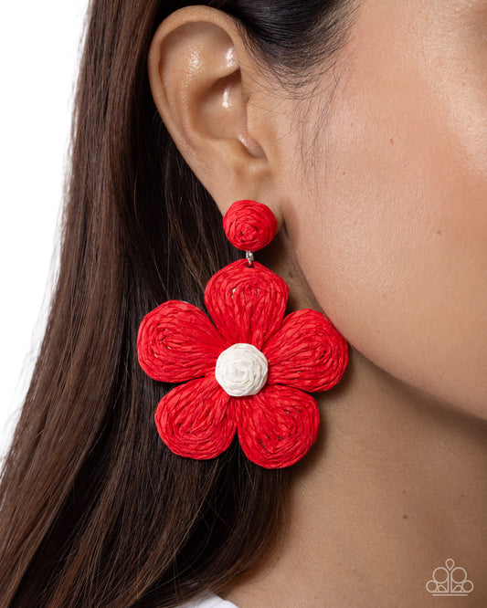 Paparazzi - Double Daisies - Red Earrings #0723