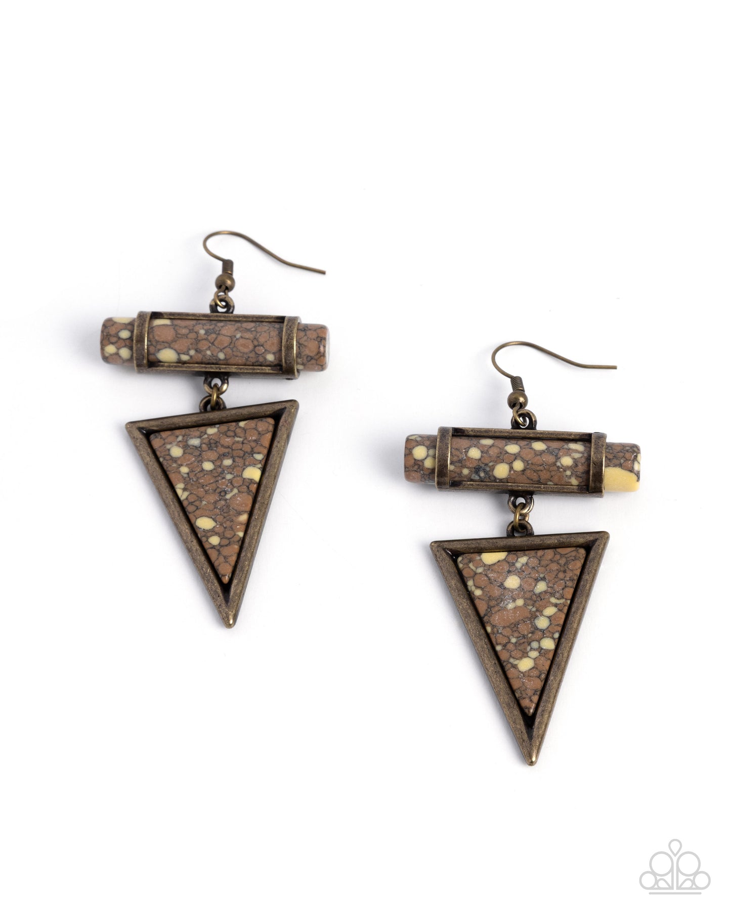Paparazzi - Triangle Tango - Brass Earrings #0782