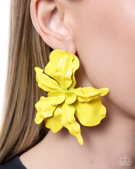 Paparazzi - Flourishing Freestyle - Yellow Earrings #