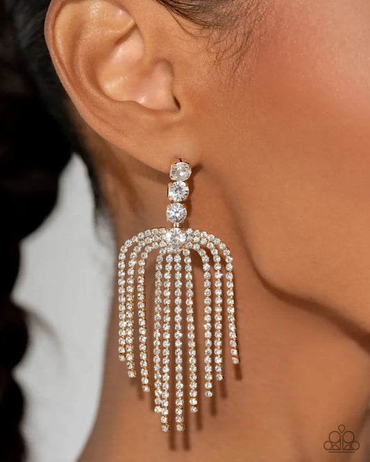 Paparazzi - Tapered Twilight - Gold Earrings #2441