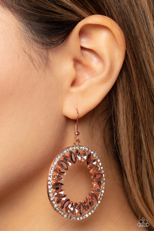 Paparazzi -Wall Street Wreaths - Copper Earrings #O/D18