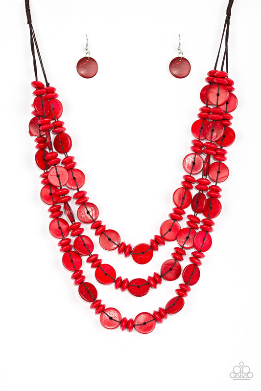 Paparazzi - Barbados Bopper - Red Necklaces #1496