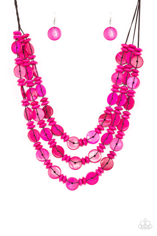 Paparazzi - Barbados Bopper - Pink Necklace #1495