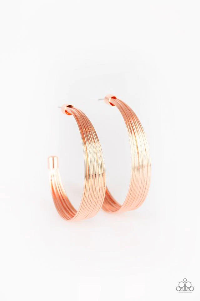 Paparazzi - Live Wire - Copper Hoop Earrings O/D #15