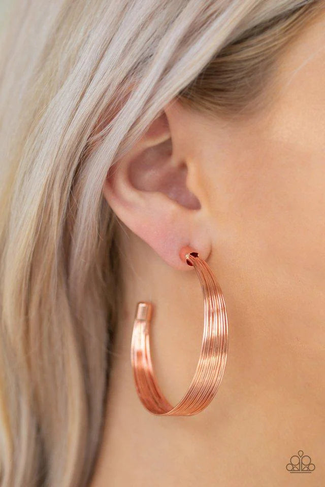 Paparazzi - Live Wire - Copper Hoop Earrings O/D #15