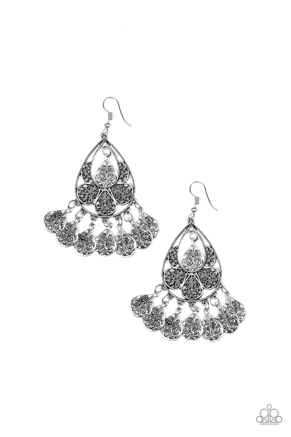 Paparazzi - Teardrop Tempo - Silver Earrings #2217