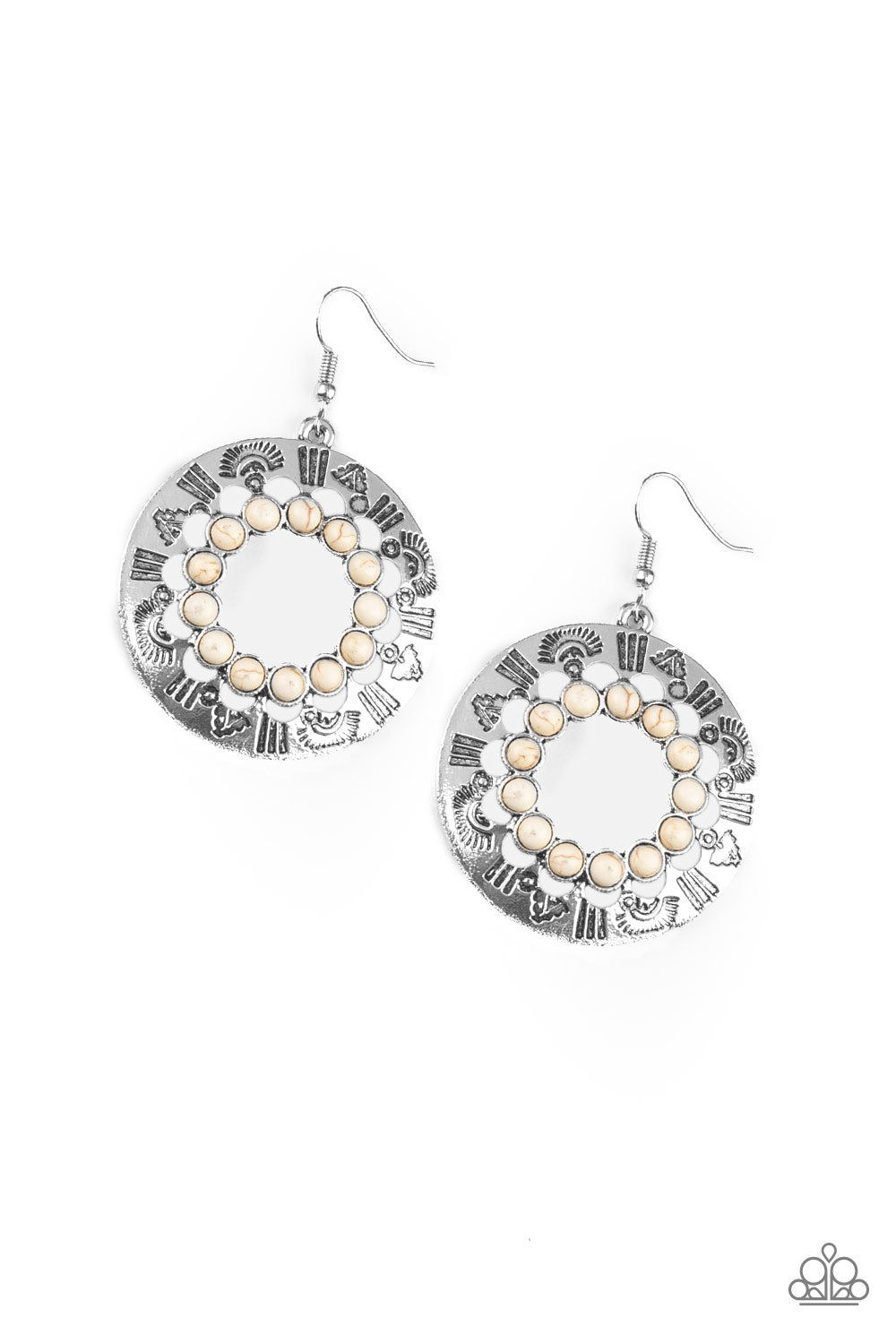 Paparazzi - Organically Omega - White Earrings #2242