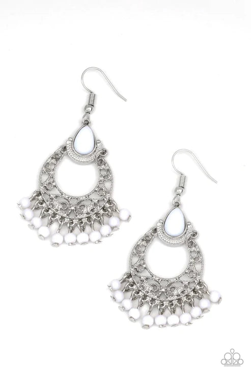 Paparazzi - Colorful Colada - White Earrings O/D #091