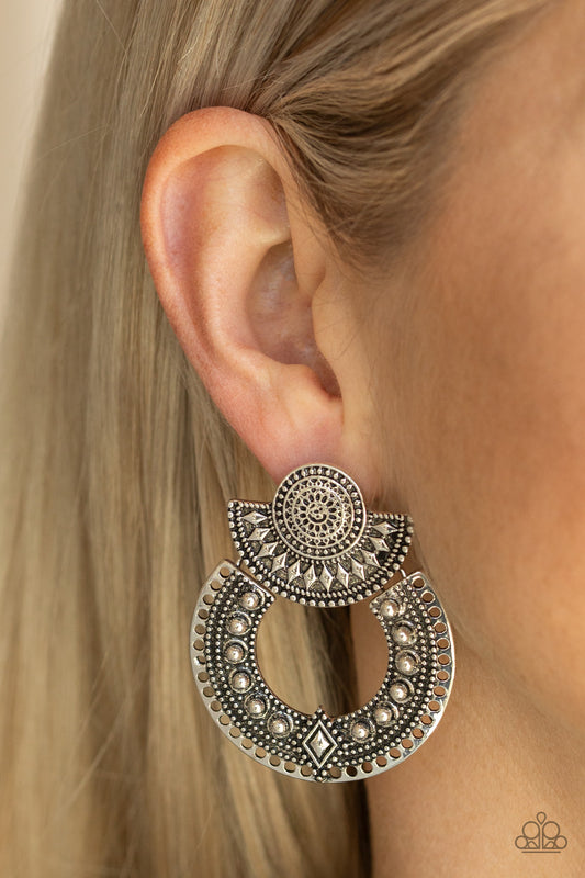 Paparazzi - Texture Takeover - Silver Earrings #1938