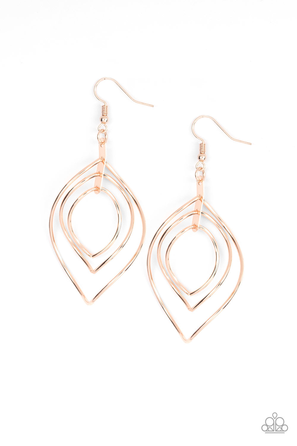 Paparazzi - Asymmetrical Allure - Rose Gold Earrings #E51
