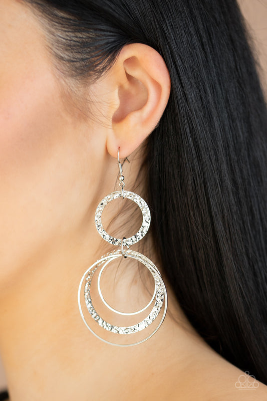 Paparazzi - Eclipsed Edge - Silver Earrings O/D #112