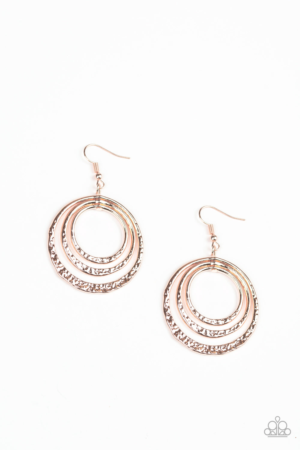 Paparazzi - Metallic Ruffle - Rose Gold Earrings #2246