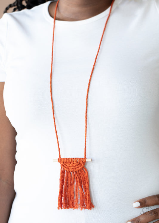 Paparazzi - Between You and MACRAME - Orange Necklace #0149