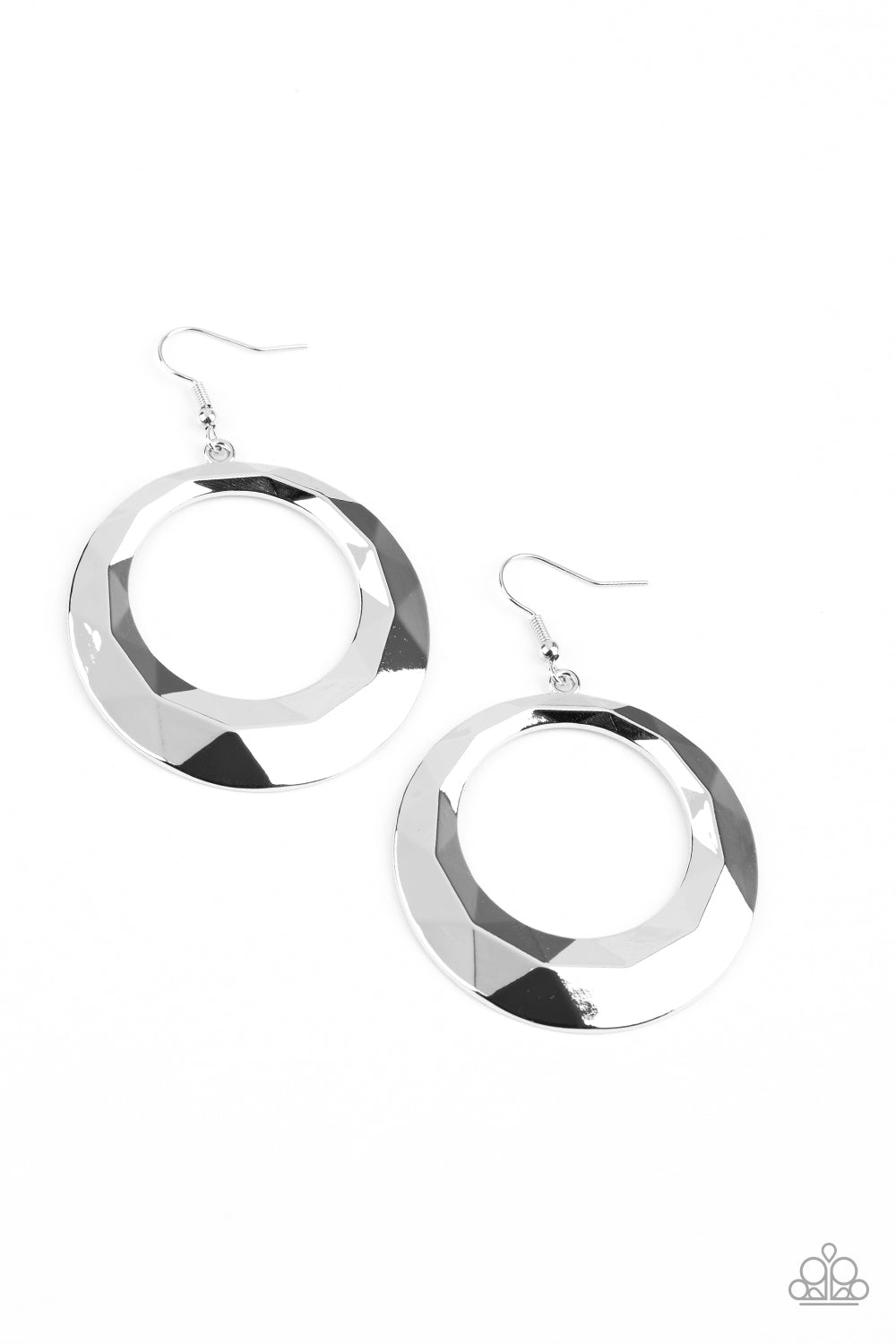 Paparazzi Accessories - Fiercely Faceted - Silver Earrings #0653