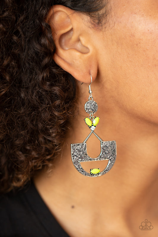 Paparazzi Accessories - Modern Day Mecca - Yellow Earrings #1722