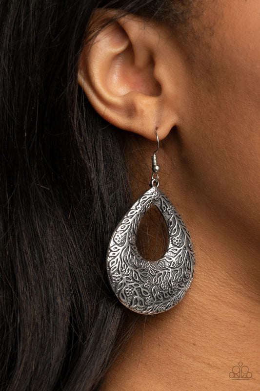 Paparazzi Flirtatiously Flourishing - Silver Earrings #1720