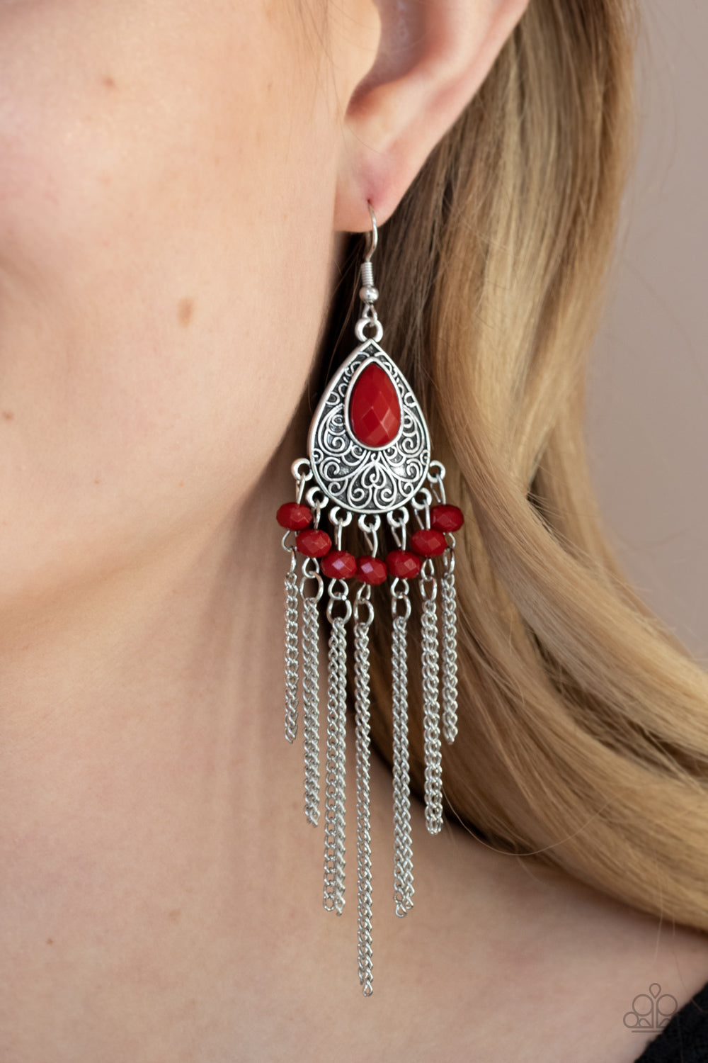 Paparazzi - Floating on HEIR - Red Earrings #1855