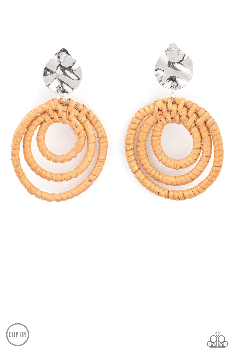 Paparazzi - Whimsically Wicker - Brown Earrings #0909