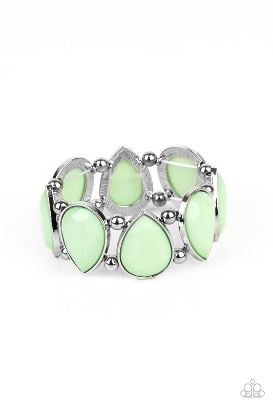 Paparazzi Accessories - Flamboyant Tease - Green Bracelet #1014