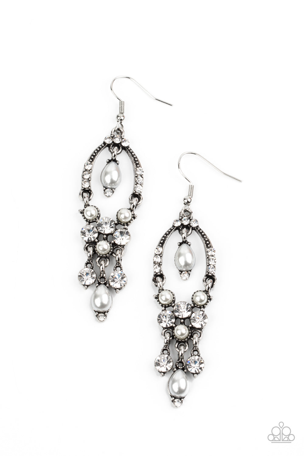 Paparazzi - Back In The Spotlight - White Earrings #O/D0151