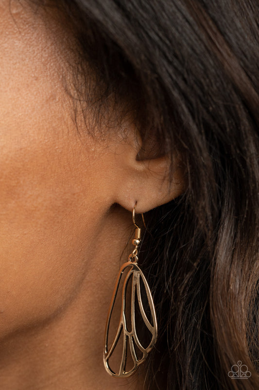 Paparazzi - Turn Into A Butterfly - Gold Earrings #1824